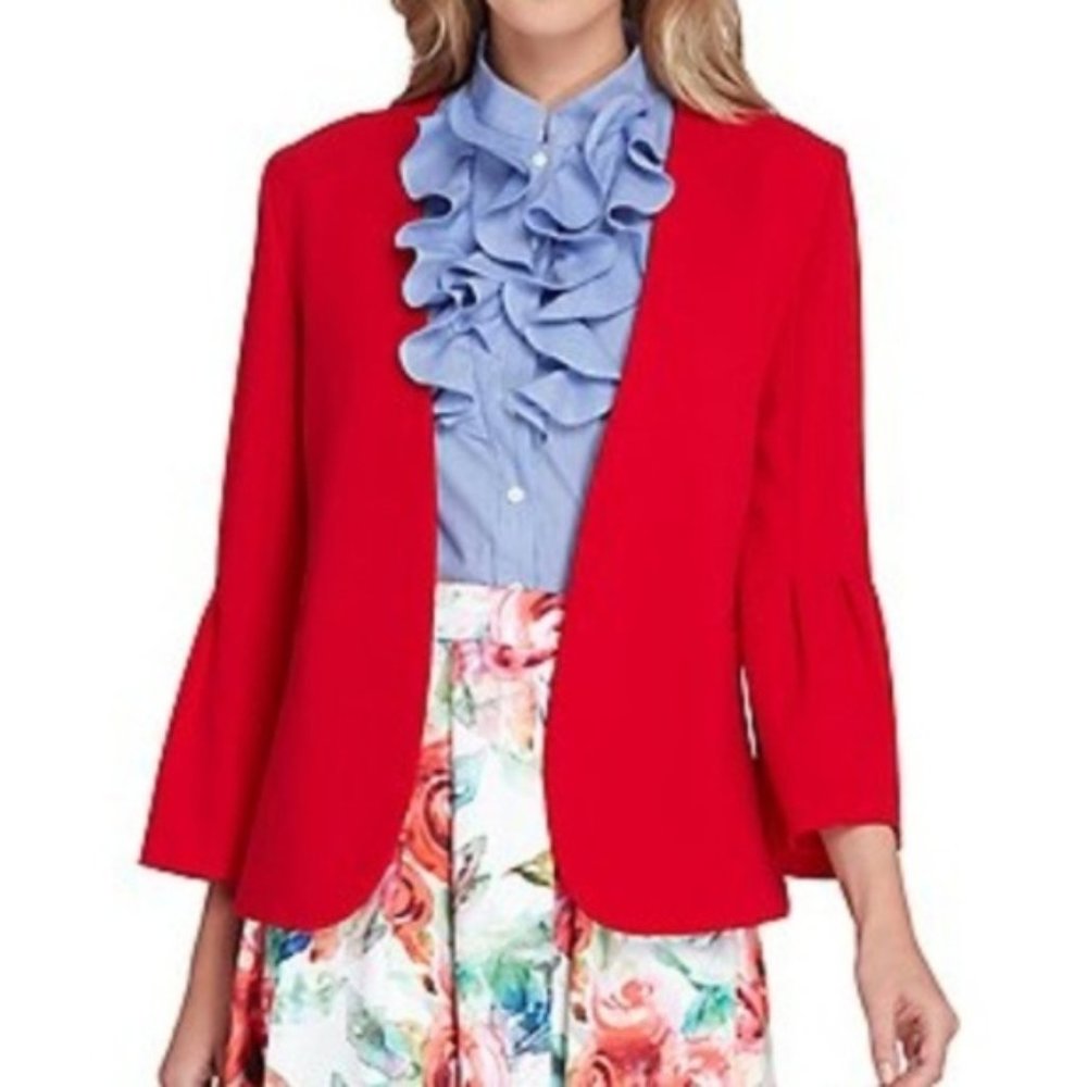 Tahari Pleated Bell-Sleeve Blazer